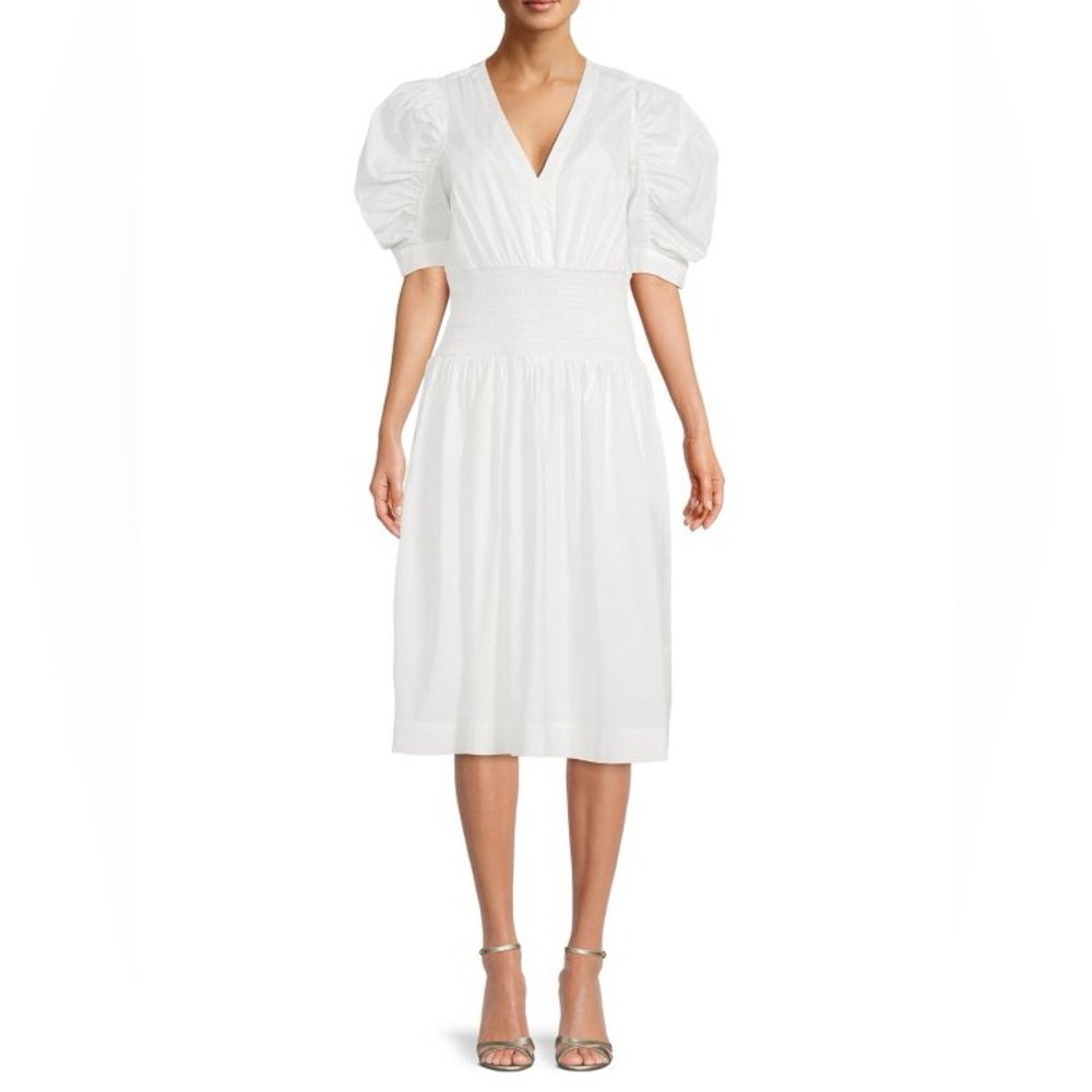 Bcbg White Puff Sleeve‎ Dress NWT
